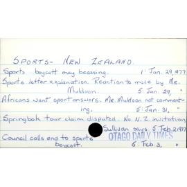 SPORTS - NEW ZEALAND.