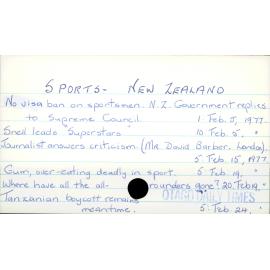 SPORTS - NEW ZEALAND