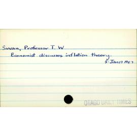 Swan, Professor T W