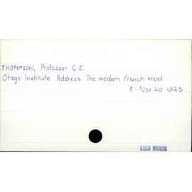 Thompson, Professor G.E.