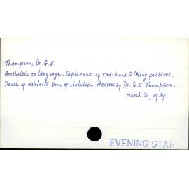 Thompson, Dr G E