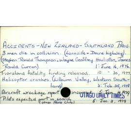 Accidents - New Zealand - Southland Province