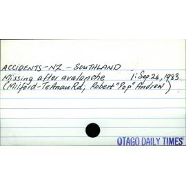 Accidents - New Zealand - Southland