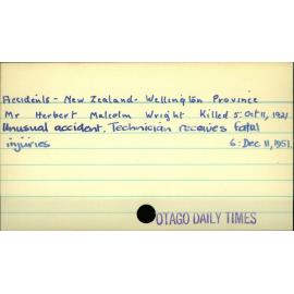 Accidents - New Zealand - Wellington Province 