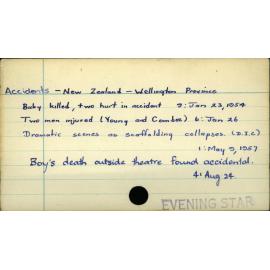 Accidents - New Zealand - Wellington Province 