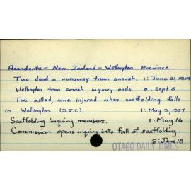 Accidents - New Zealand - Wellington Province 