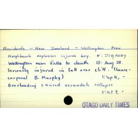 Accidents - New Zealand - Wellington Province