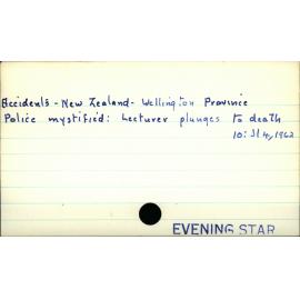 Accidents - New Zealand - Wellington Province 