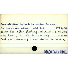 Accidents - New Zealand - Wellington Province 