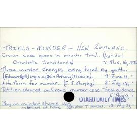 TRIALS - MURDER - NEW ZEALAND