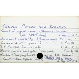 TRIALS - MURDER - NEW ZEALAND