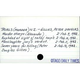 Trials (Murder) - New Zealand - Peter Douglas Gillies