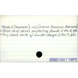 Trials (Murder) - New Zealand - Lorna Florence Robinson