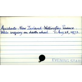 Accidents - New Zealand - Wellington Province 