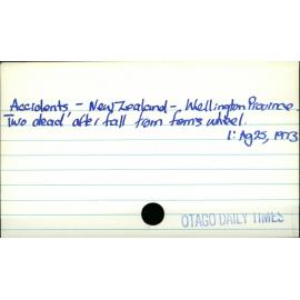 Accidents - New Zealand - Wellington Province 