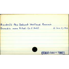 Accidents - New Zealand - Westland Province 