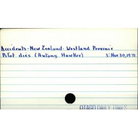 Accidents - New Zealand - Westland Province 