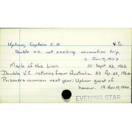 Upham, Captain C.H.,  V.C.