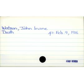 Watson, John Irvine