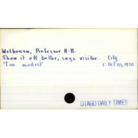 Welbourn, Professor R. B. 