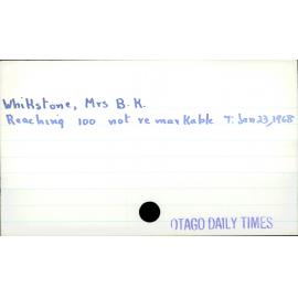 Whikstone, Mrs B. K.