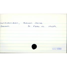 Williamson, Sarah Jane