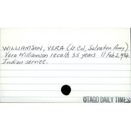 WILLIAMSON, VERA (Lt. Col., Salvation Army)