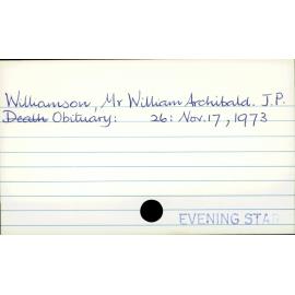 Wiliamson, Mr William Archibald J. P.