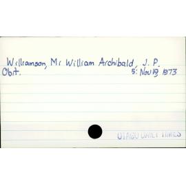 Wiliamson, Mr William Archibald J. P.