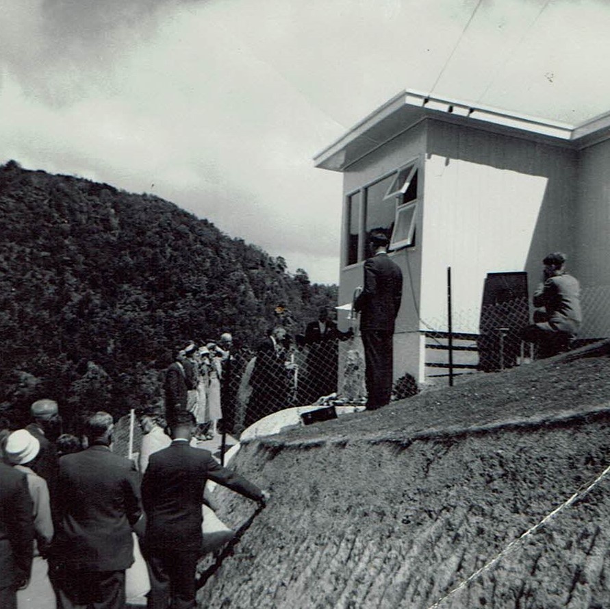 Unveilling of Memorial Stone WAipori Falls School. From the Firman Family photo collection.
