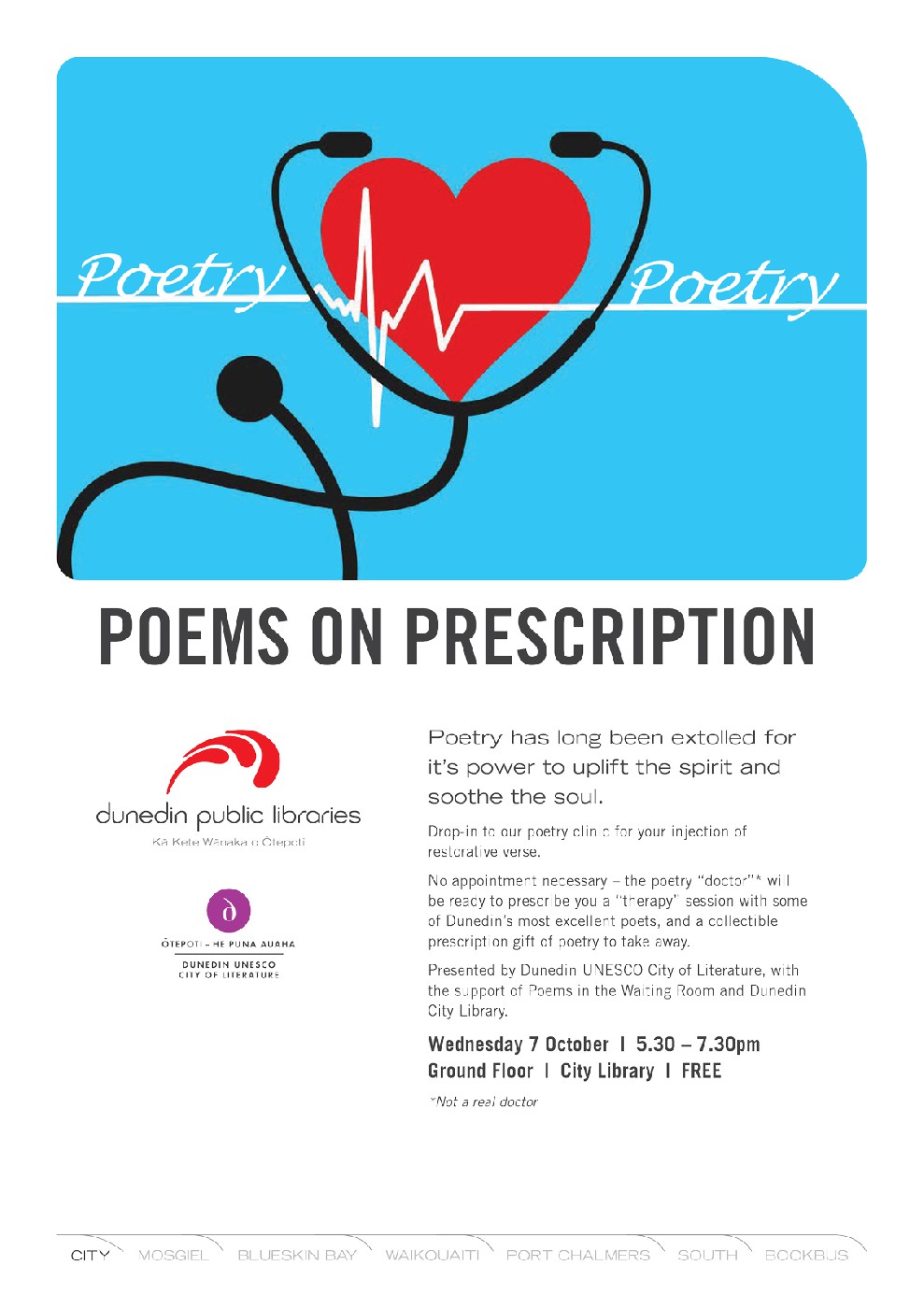 Dunedin UNESCO City of Literature Poetry on Prescription
