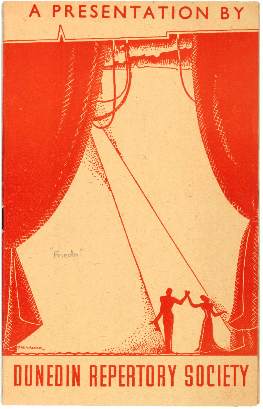 Dunedin Repertory Society programme cover artist, Max Walker