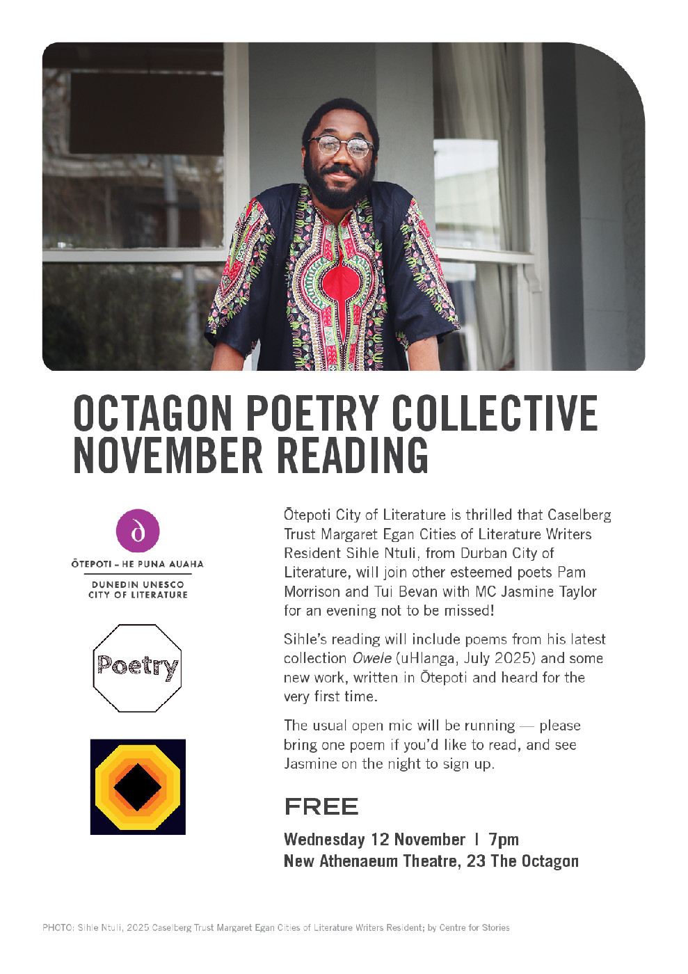 Octagon Poetry Collective Poster, Sihle Ntuli
