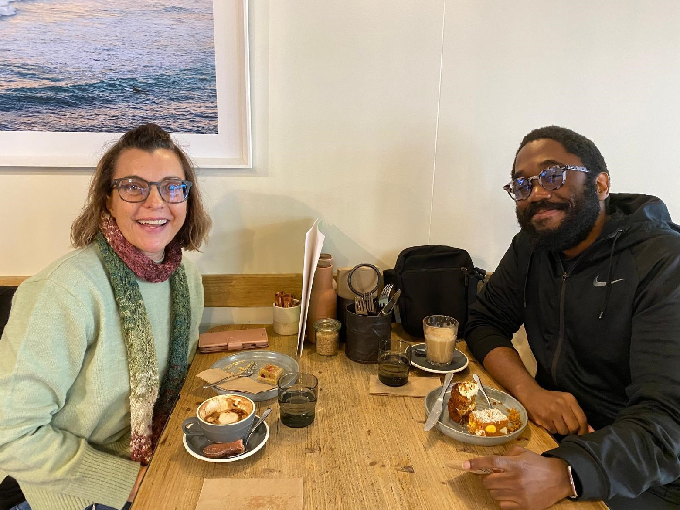 Anne Shelah, City of Literature Project Coordinator and Sihle Ntuli enjoying cake!